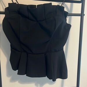 Anna Grace Black Strapless Blouse